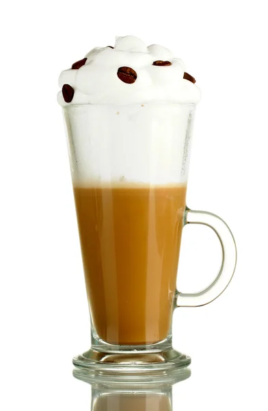 白で隔離されカクテル、入れたてのコーヒーのグラス — ストック写真