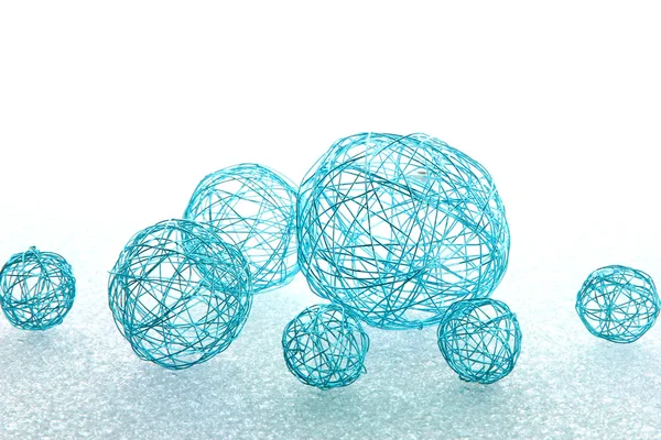 Beautiful decorative balls, on blue background — Stock Photo, Image