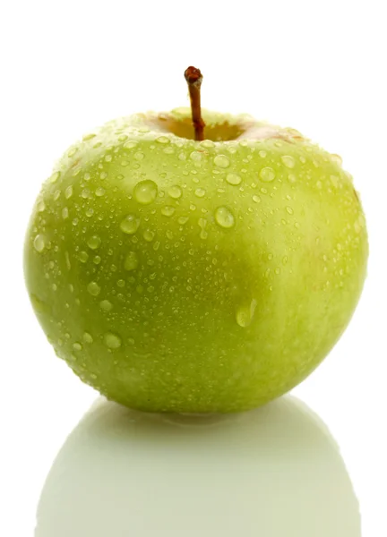 Manzana verde madura aislada en blanco —  Fotos de Stock