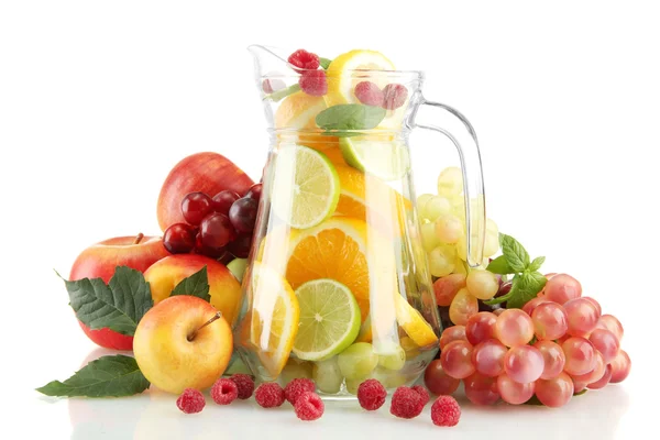 Transparent jar with exotic fruits, isolated on white — Stock Photo, Image