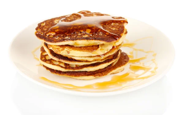 Delicious sweet pancakes isolated on white — Stock Photo, Image