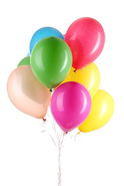 Beyaz üzerinde izole edilmiş renkli balonlar