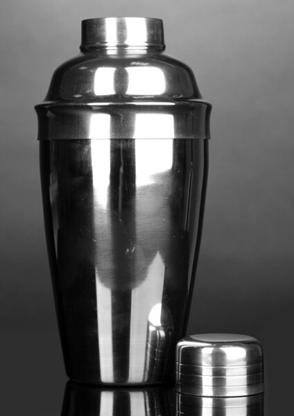 Cocktail shaker on grey background