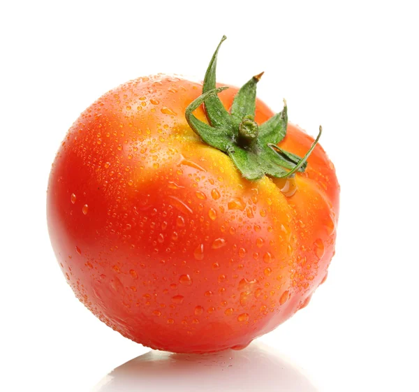 Pomodoro con gocce isolate su bianco — Foto Stock