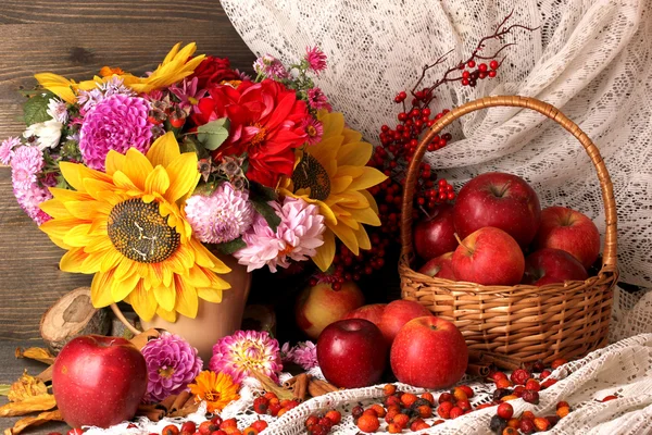 Bodegón colorido de otoño con manzanas — Foto de Stock