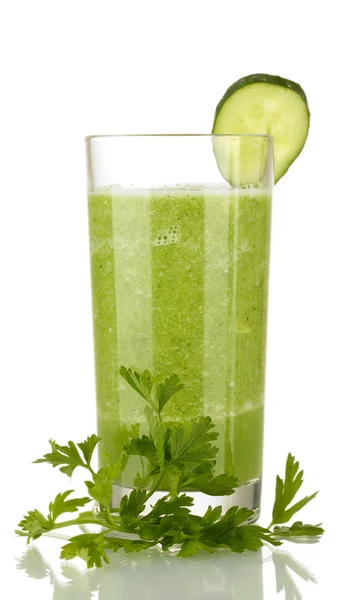Green vegetable juice isolated on white — Stock Photo, Image