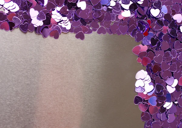 Hearts confetti on gray background — Stock Photo, Image