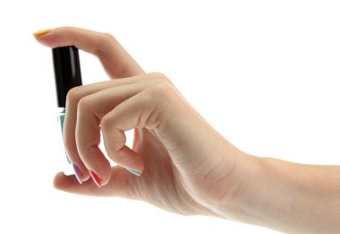 kadın el ile üzerine beyaz izole oje