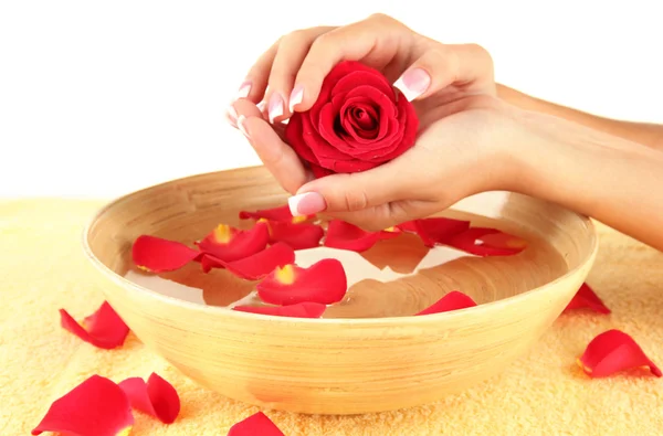 Water treatment for female hands, close-up — Stock Photo, Image