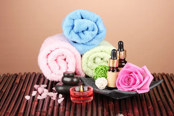 Spa setting on brown background — Stock Photo, Image