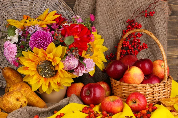 Natura morta autunnale colorata con mele — Foto Stock