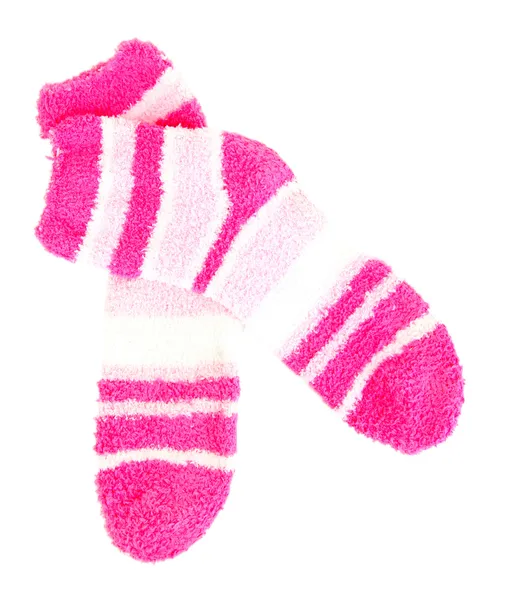 Par de meias listradas isoladas em branco — Fotografia de Stock