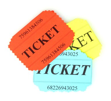 renkli bilet üzerinde beyaz izole