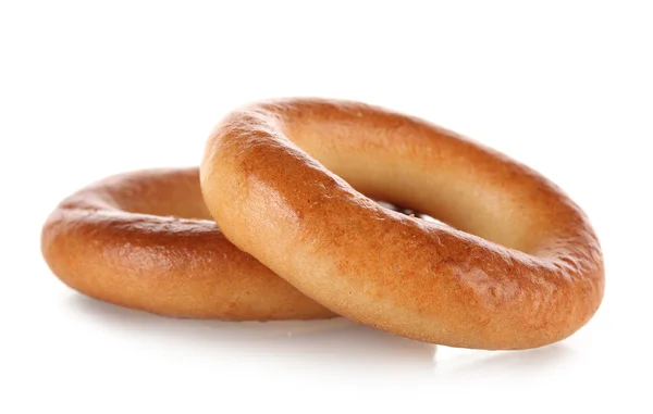 Leckere Bagels, isoliert auf weiß — Stockfoto