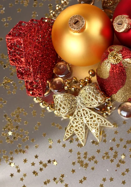 Christmas decoration on gray background — Stock Photo, Image