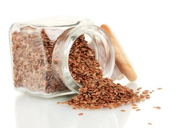 cam üzerine beyaz izole keten tohumu