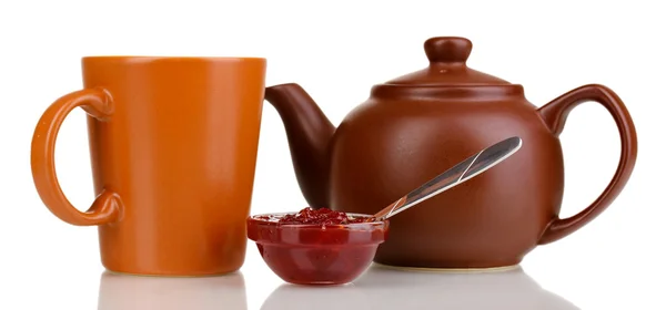 Hilfreicher Tee mit Marmelade für Immunität isoliert auf weiß — Stockfoto