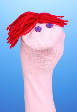 şirin çorap kukla mavi zemin üzerine