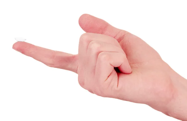 Lente de contacto en el dedo aislado en blanco —  Fotos de Stock