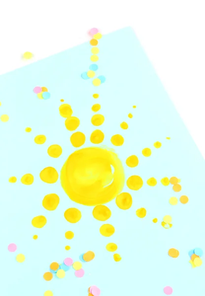 Mavi arka plan üzerinde güneş boyama — Stok fotoğraf