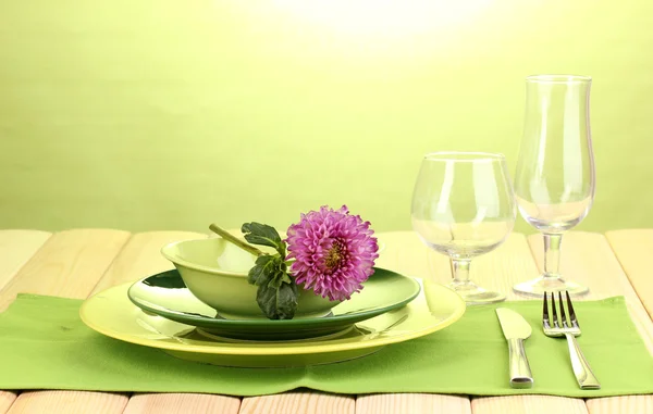 Table setting on bright background close-up — Stok fotoğraf