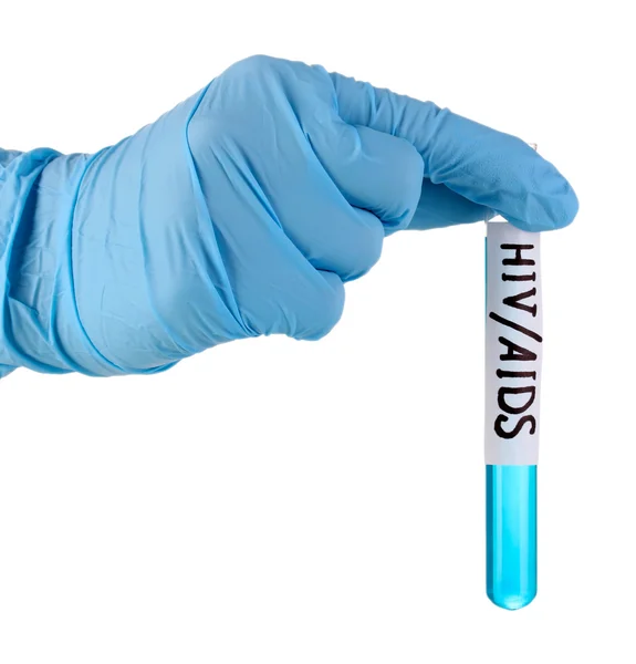 Test tube labeled HivAids isolated on white — Stock Photo, Image