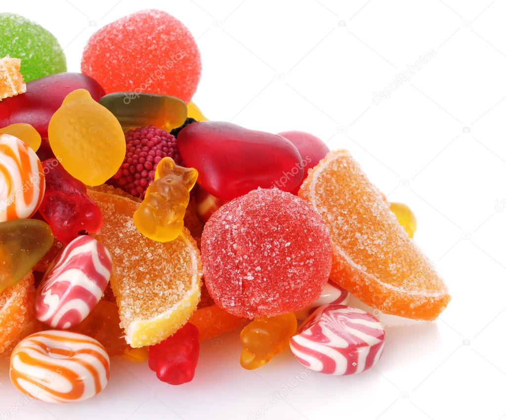 colorful jelly candies isolated on white