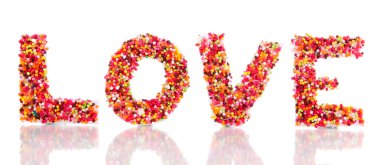 kelime aşk üzerine beyaz izole