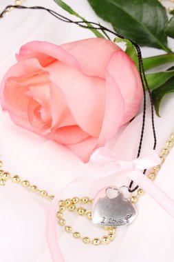 kalp kolye ile ihale pembe Gül