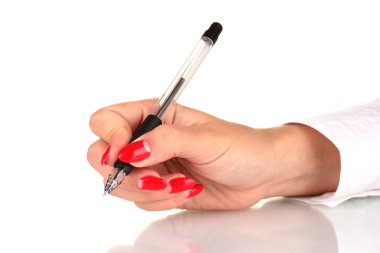 el ile üzerine beyaz izole kalem imzalama
