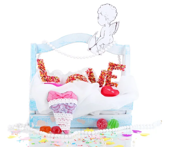Krásný Dekorativní kompozice o lásce izolovaných na bílém — Stock fotografie