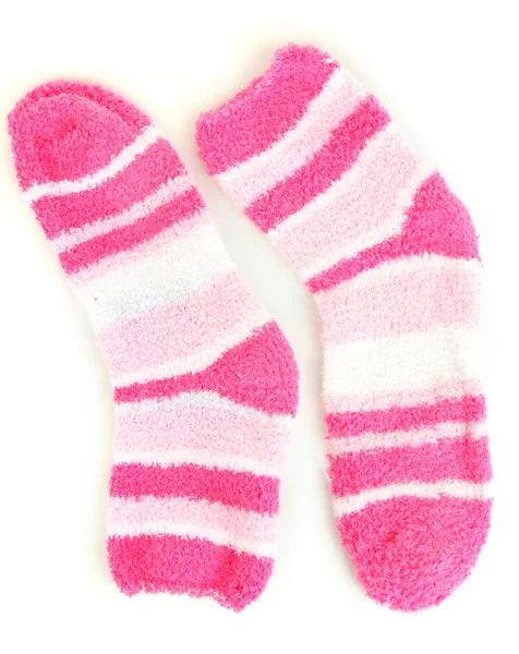 Pair of striped socks isolated on white — Stock Photo, Image