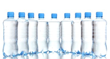 plastic bottles of water isolated on white