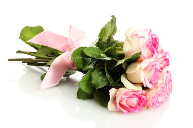 Beyaz üzerine izole edilmiş pembe güller.