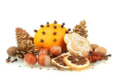 beyaz izole Noel baharat kompozisyonu