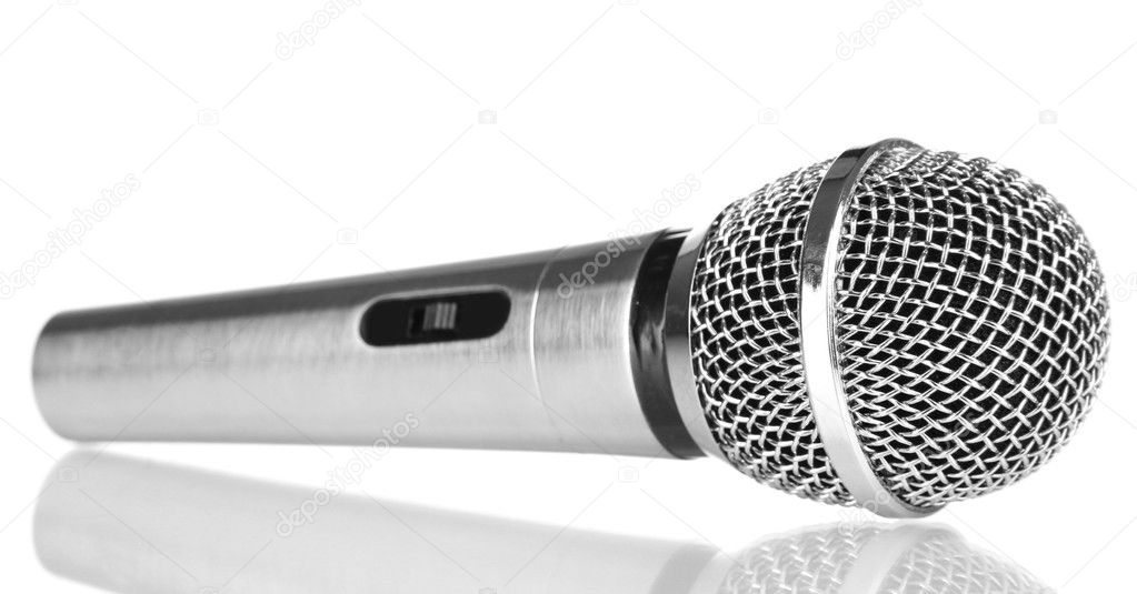 Silver microphone isolated on white