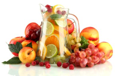 transparent jar with exotic fruits, isolated on white clipart