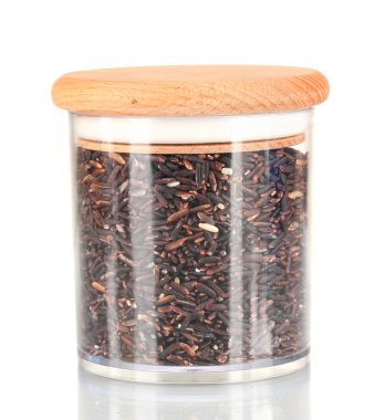 kavanoza beyaz zemin üzerine siyah pirinç