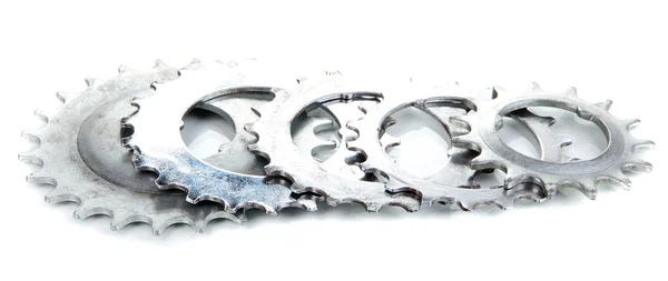 Zahnräder aus Metall isoliert auf weiß — Stockfoto