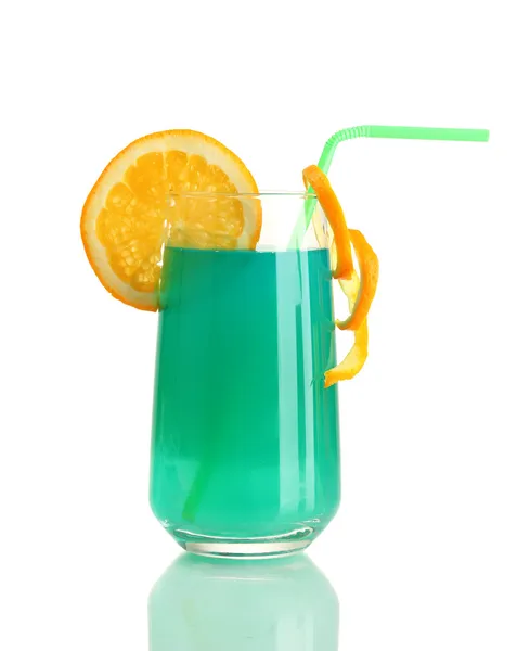Glas voor blue cocktail geïsoleerd op wit — Stockfoto