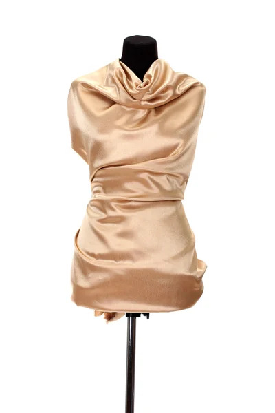 Black mannequin with silk cloth isolated on white — Stock Photo, Image