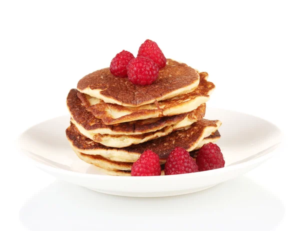 Leckere süße Pfannkuchen isoliert auf weiß — Stockfoto