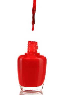 Kırmızı oje beyaza izole edilmiş.