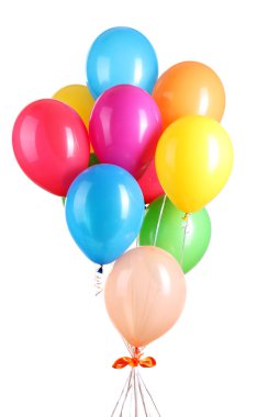 Beyaz üzerinde izole edilmiş renkli balonlar
