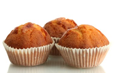 beyaz izole lezzetli muffin kekler