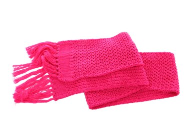 Beyaz izole pembe örgü atkı