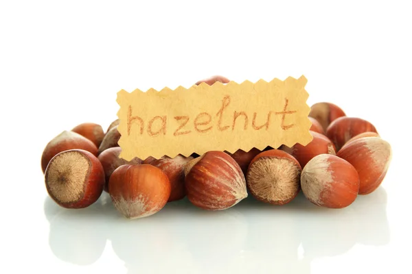 Tasty hazelnuts, isolated on white — Stock Photo, Image