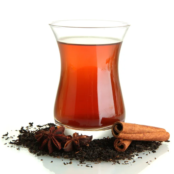 Glass of Turkish tea, isolated on white — Stock Photo, Image