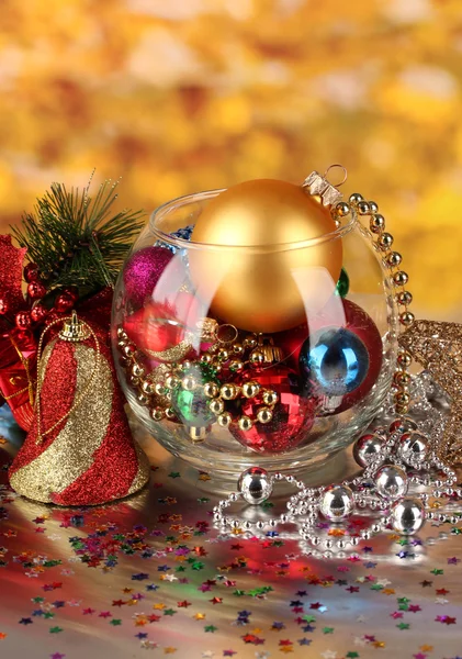 Christmas decoration on golden background — Stock Photo, Image