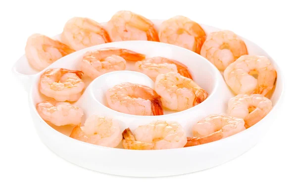 Shrimp on plate isolated on white — Stock Photo, Image